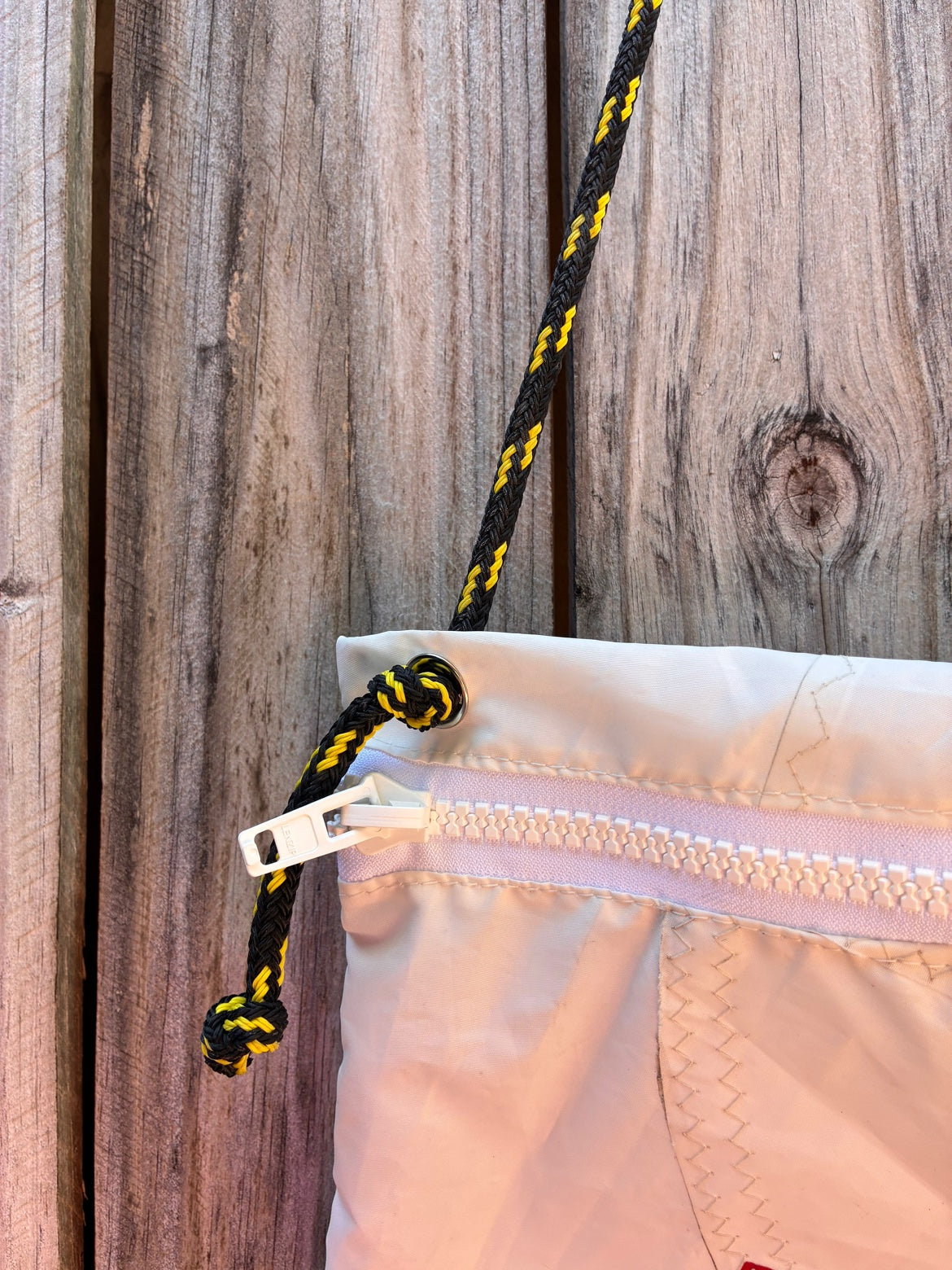 The Tender – Sailcloth Crossbody Messenger Bag | Laser/ILCA Radial Sail | Tack Patch, Cunningham Ring & Royalty Button | One of a Kind | Made from Real Sail
