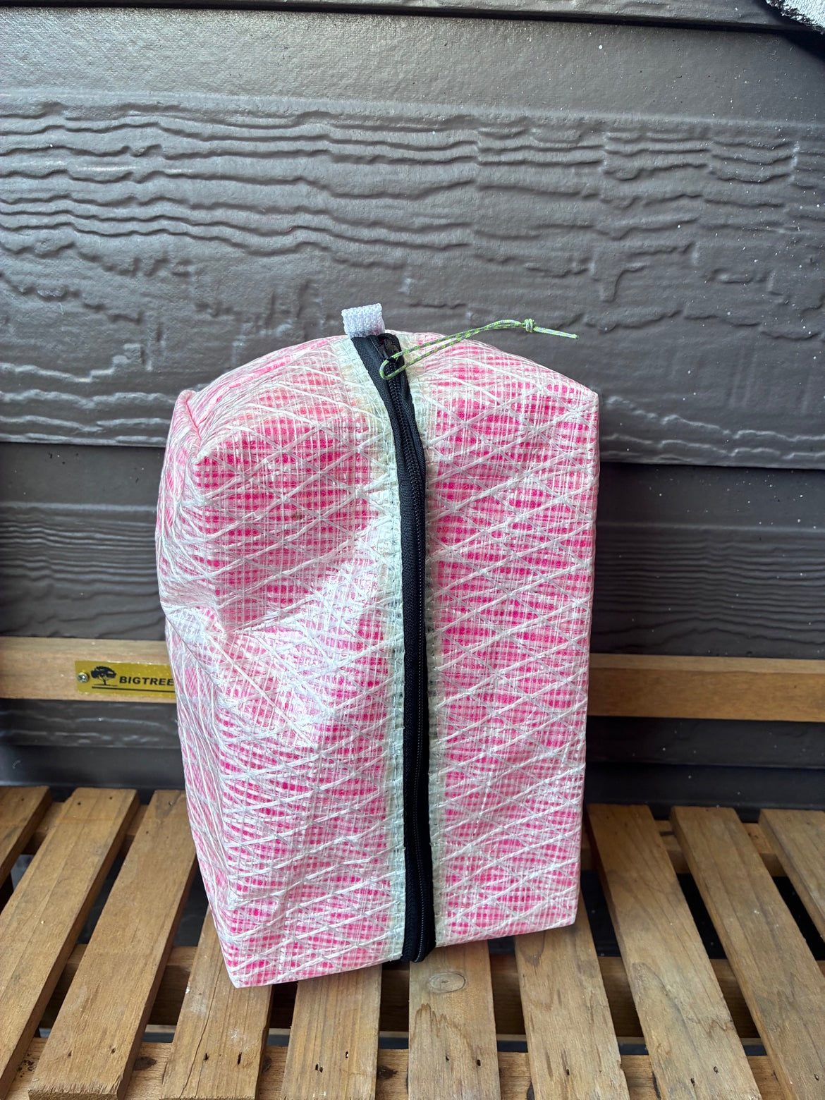 The Stow – Sailcloth Toiletry Bag | Pink Laminate, Neon Lining | One of a Kind | Made from Real Sail