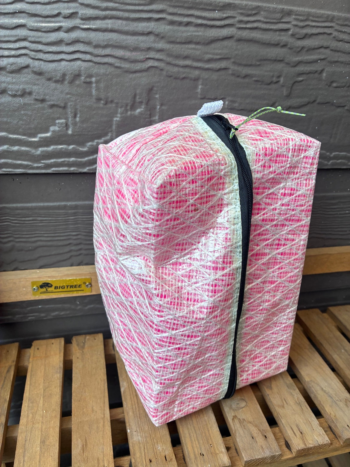 The Stow – Sailcloth Toiletry Bag | Pink Laminate, Neon Lining | One of a Kind | Made from Real Sail