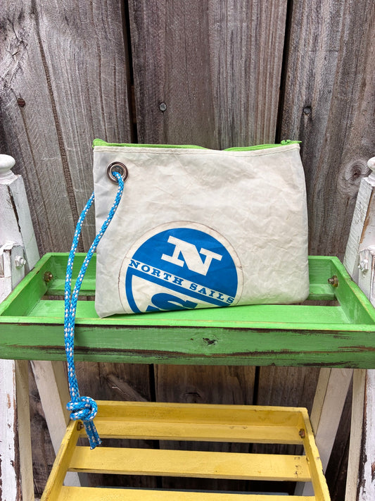 The Grab – Sailcloth Wristlet Pouch | Soling Sail, North Sails Patch, Unlined | One of a Kind | Made from Real Sail