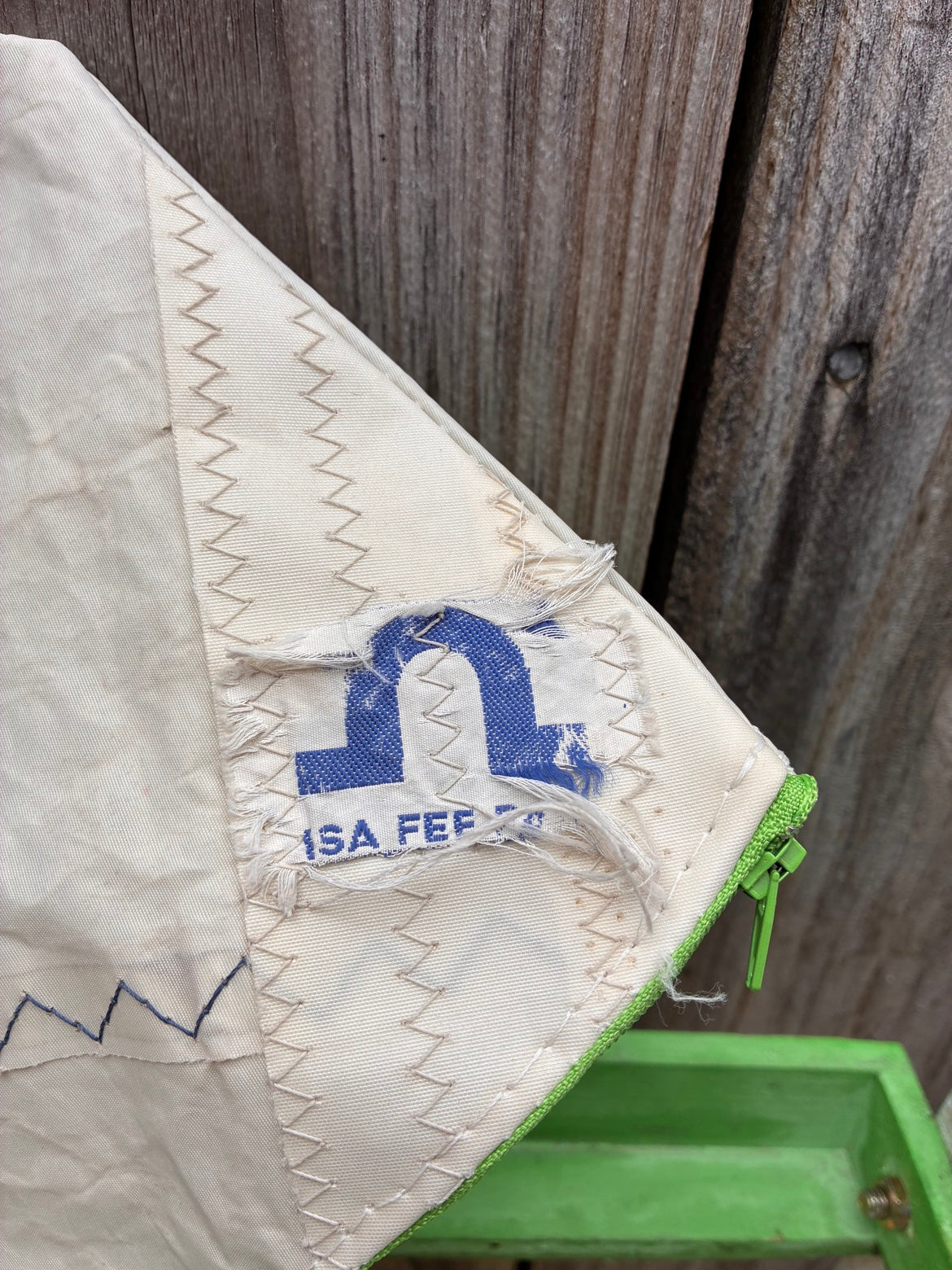 The Grab – Sailcloth Wristlet Pouch | Soling Sail, North Sails Patch, Unlined | One of a Kind | Made from Real Sail