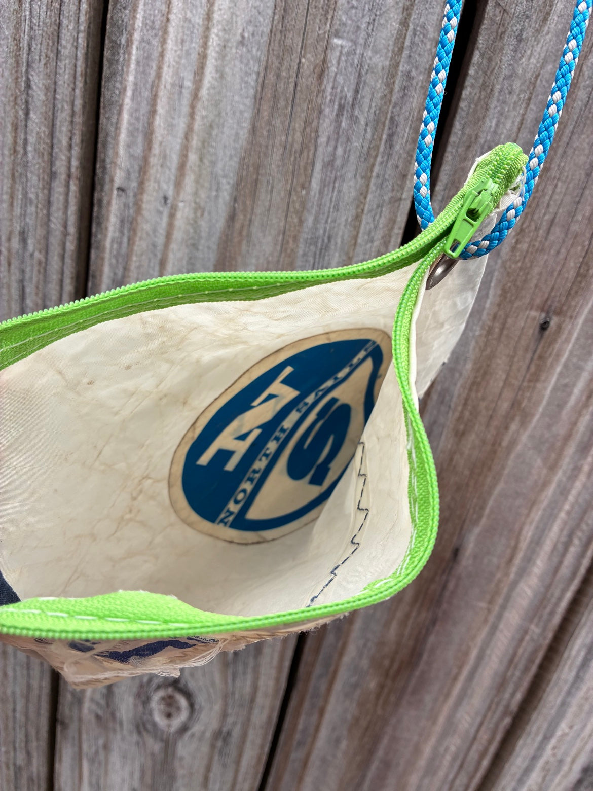 The Grab – Sailcloth Wristlet Pouch | Soling Sail, North Sails Patch, Unlined | One of a Kind | Made from Real Sail