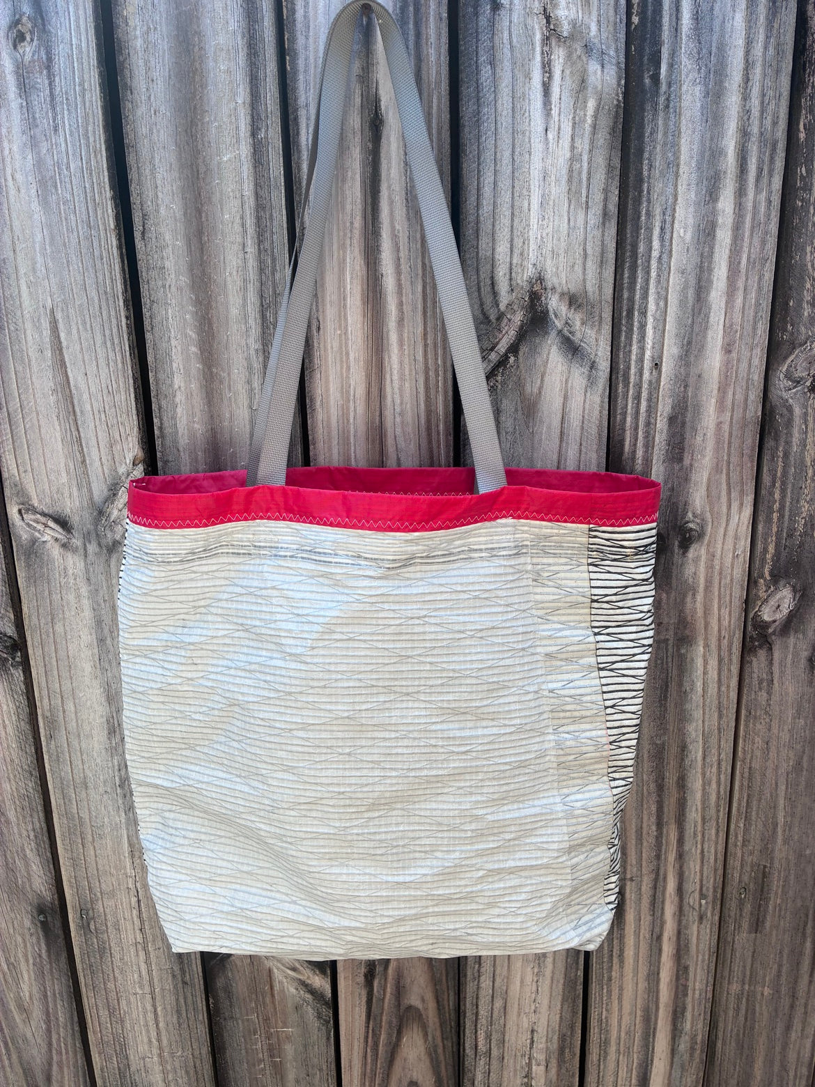 The Haul – Sailcloth Tote Bag | Code 0 Sail, Red Trim | One of a Kind | Made from Real Sail