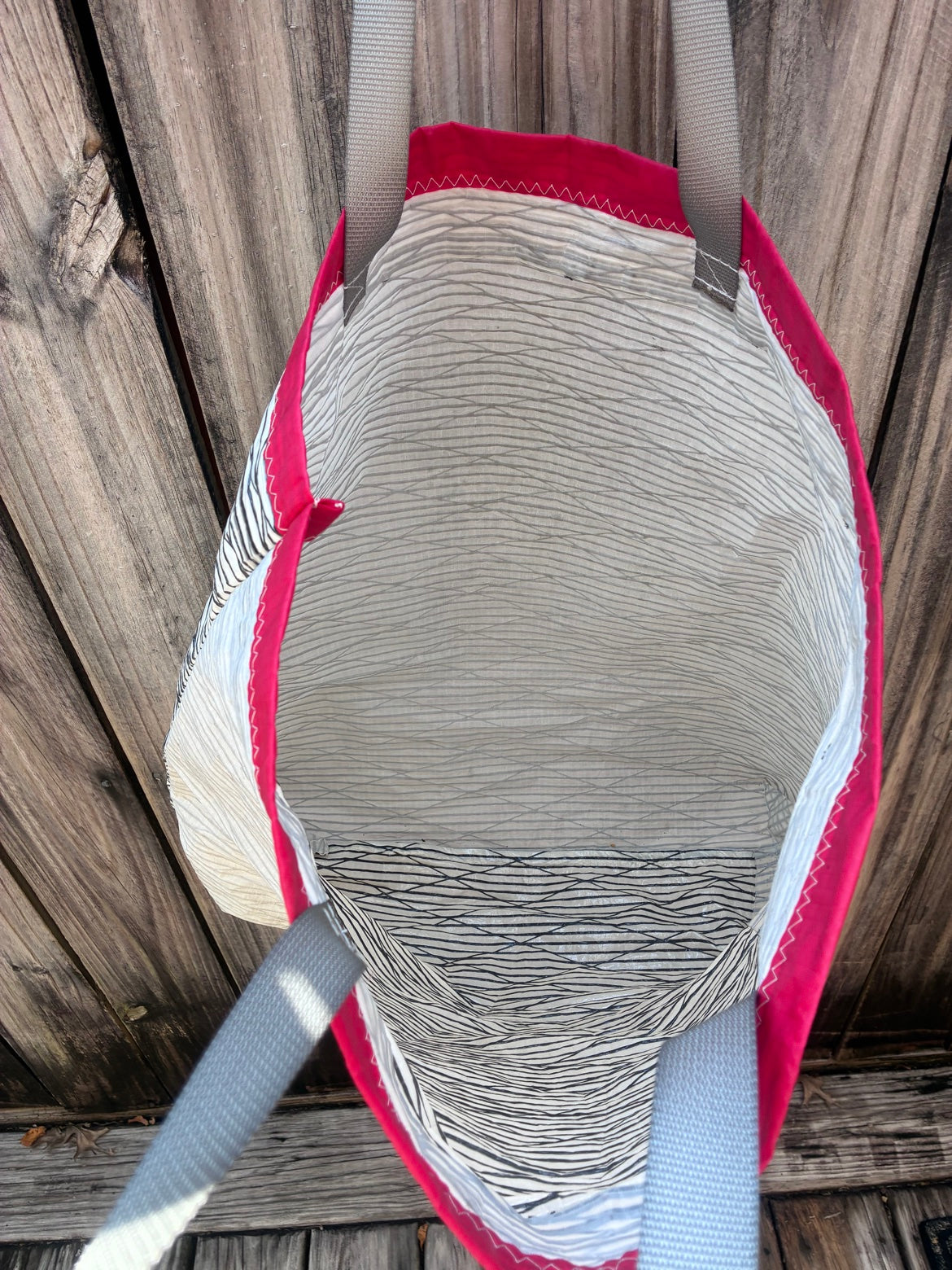 The Haul – Sailcloth Tote Bag | Code 0 Sail, Red Trim | One of a Kind | Made from Real Sail