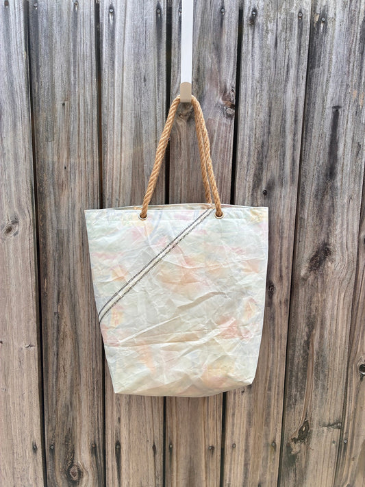 The Haul – Sailcloth Tote Bag | Lido 14 Sail, Happy Island Lining | One of a Kind | Made from Real Sail