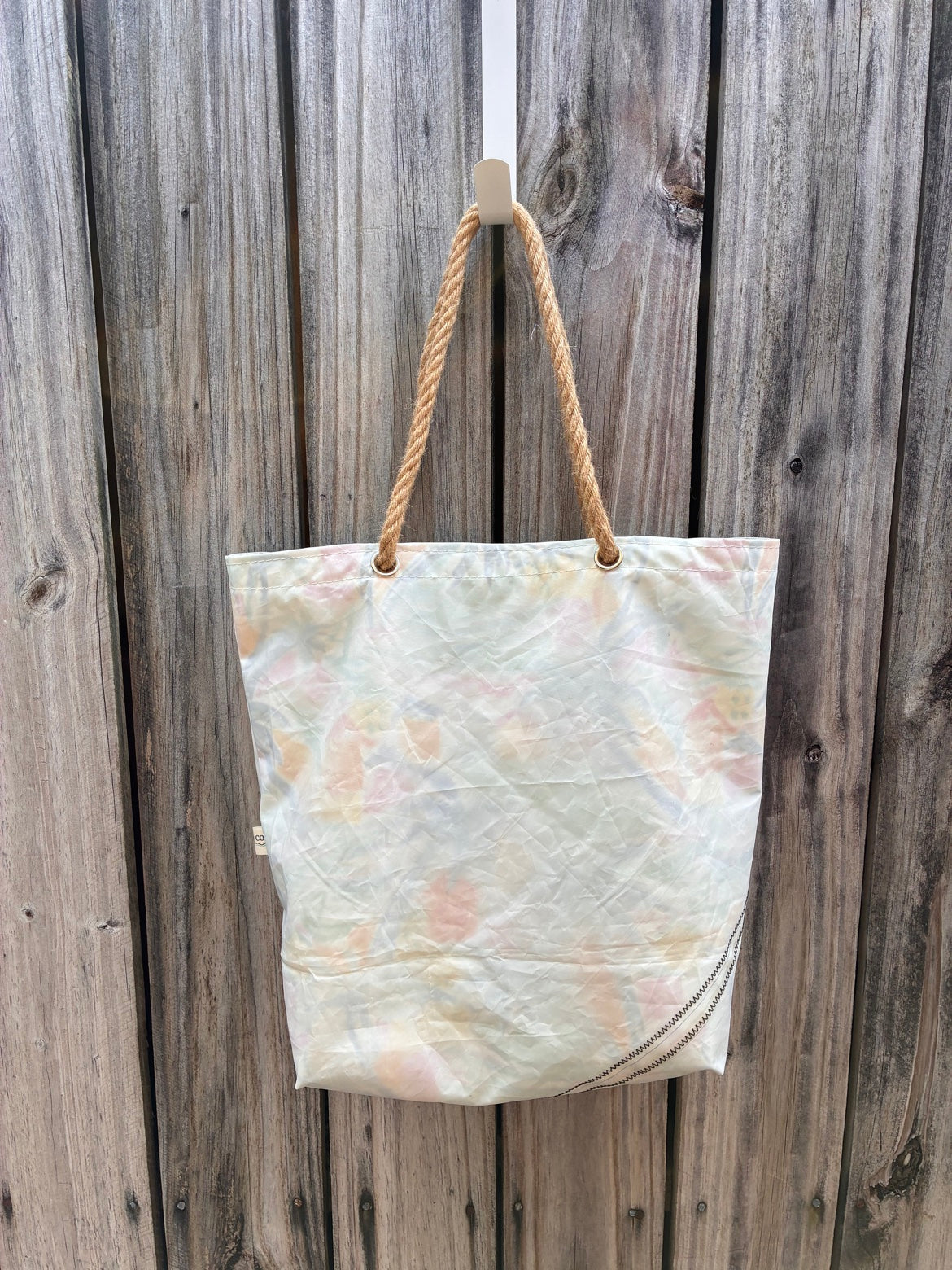 The Haul – Sailcloth Tote Bag | Lido 14 Sail, Happy Island Lining | One of a Kind | Made from Real Sail