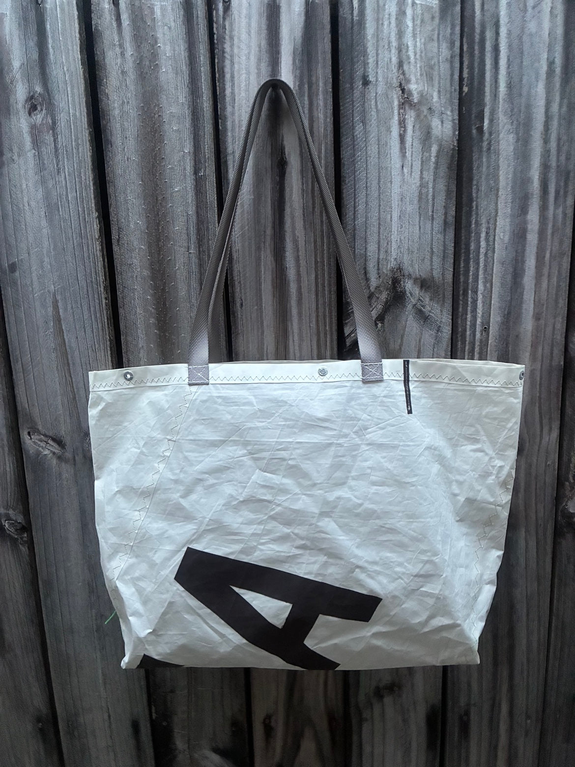 The Haul – Sailcloth Tote Bag | Opti Sail, Black "A" Insignia, Lemon Pocket | One of a Kind | Made from Real Sail