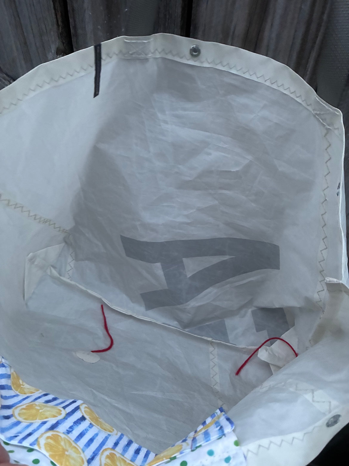 The Haul – Sailcloth Tote Bag | Opti Sail, Black "A" Insignia, Lemon Pocket | One of a Kind | Made from Real Sail