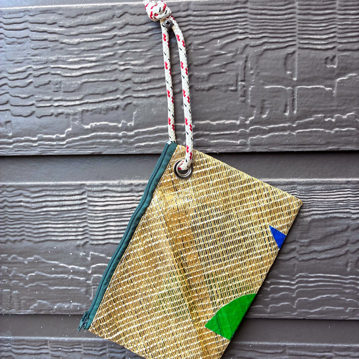 The Grab – Sailcloth Wristlet | J105 Genoa, Halsey Lidgard Tack Patch, Green Zip | One of a Kind | Made from Real Sail