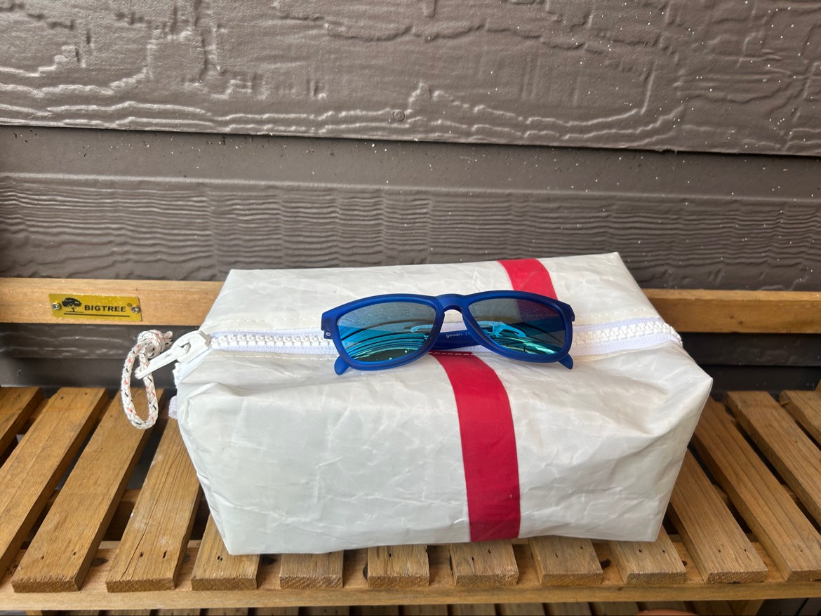 The Leeward Pouch – Sailcloth Box Pouch | J105 Sail, Red Stripe | One of a Kind | Made from Real Sail