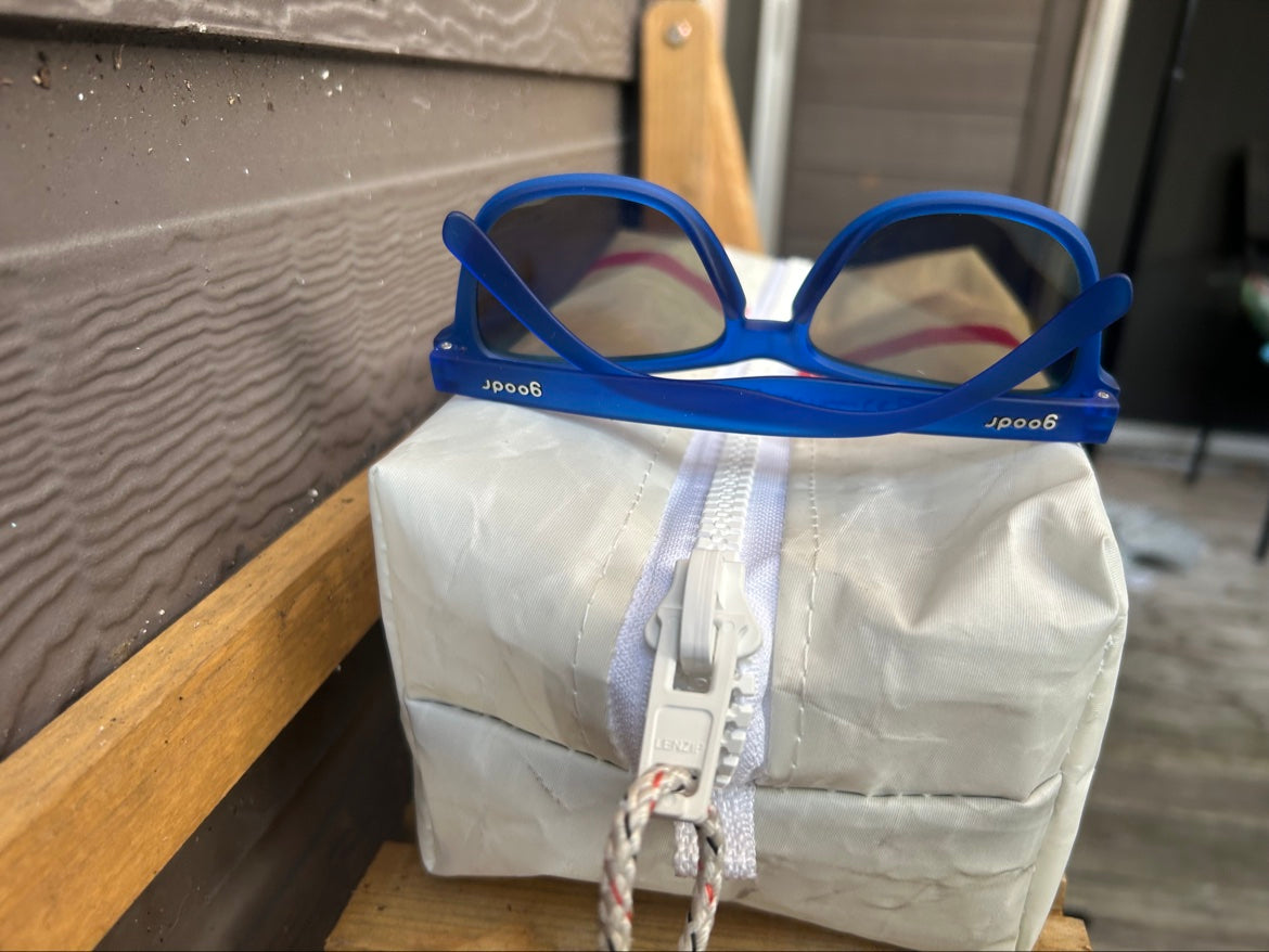 The Leeward Pouch – Sailcloth Box Pouch | J105 Sail, Red Stripe | One of a Kind | Made from Real Sail