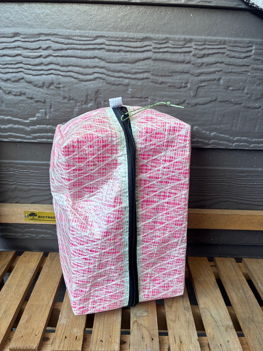 The Leeward Pouch – Sailcloth Box Pouch | C&C 35 Laminate, Pink Nylon Lining | One of a Kind | Made from Real Sail