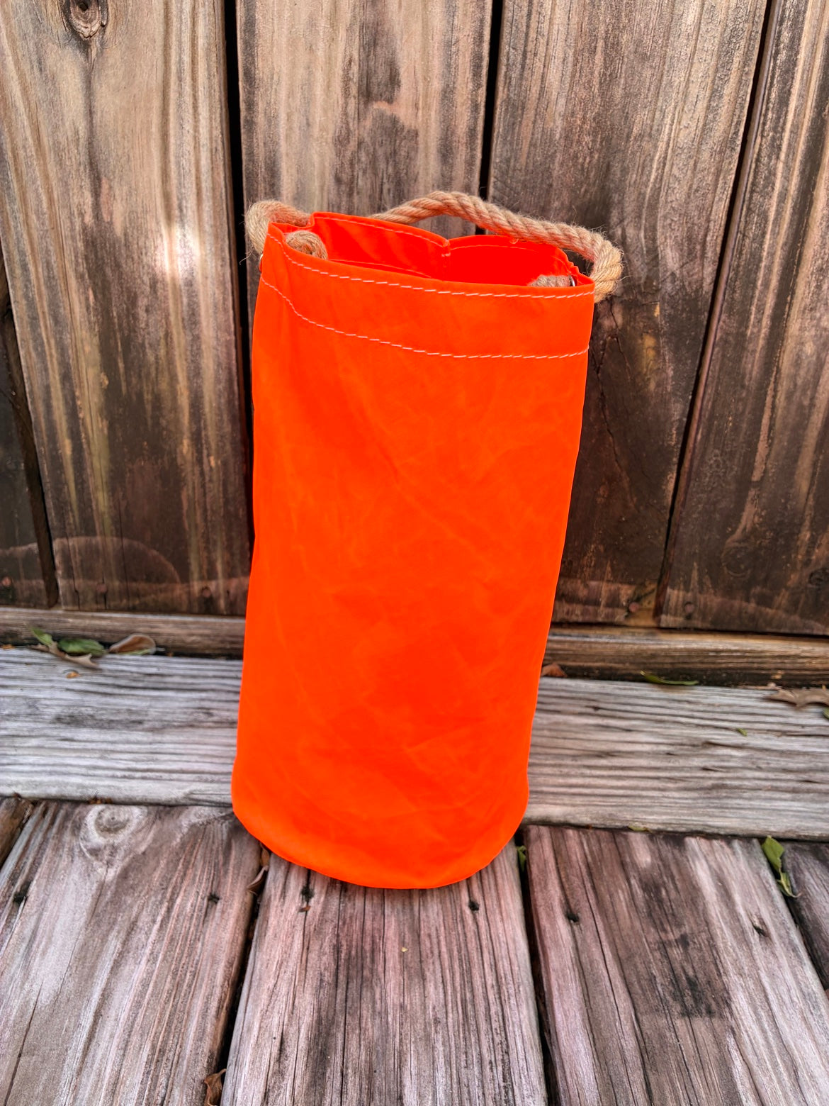 The Spooky Night Watch – Sailcloth Trick-or-Treat Bag | Sunfish Sail, Orange | Halloween Luminary | One of a Kind | Made from Real Sail