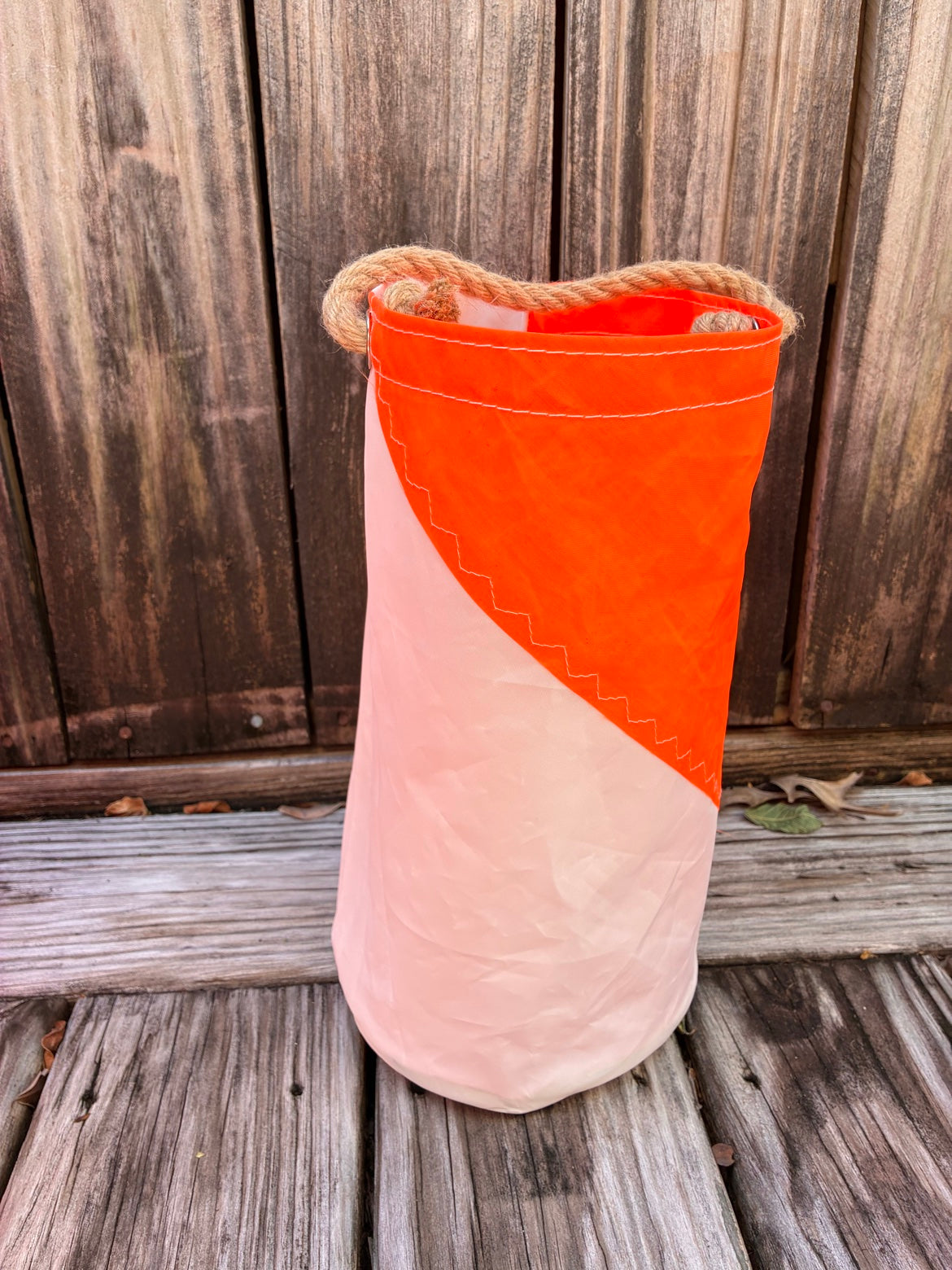 The Spooky Night Watch – Sailcloth Trick-or-Treat Bag | Sunfish Sail, Orange | Halloween Luminary | One of a Kind | Made from Real Sail