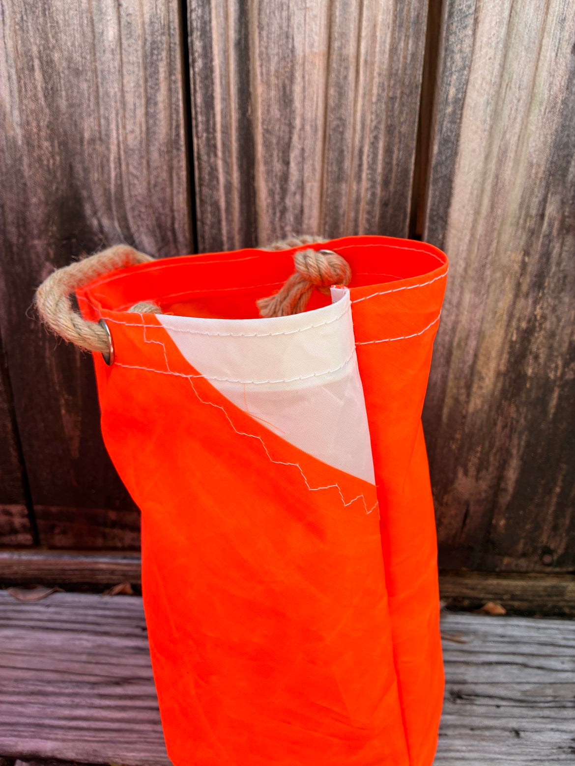 The Spooky Night Watch – Sailcloth Trick-or-Treat Bag | Sunfish Sail, Orange | Halloween Luminary | One of a Kind | Made from Real Sail