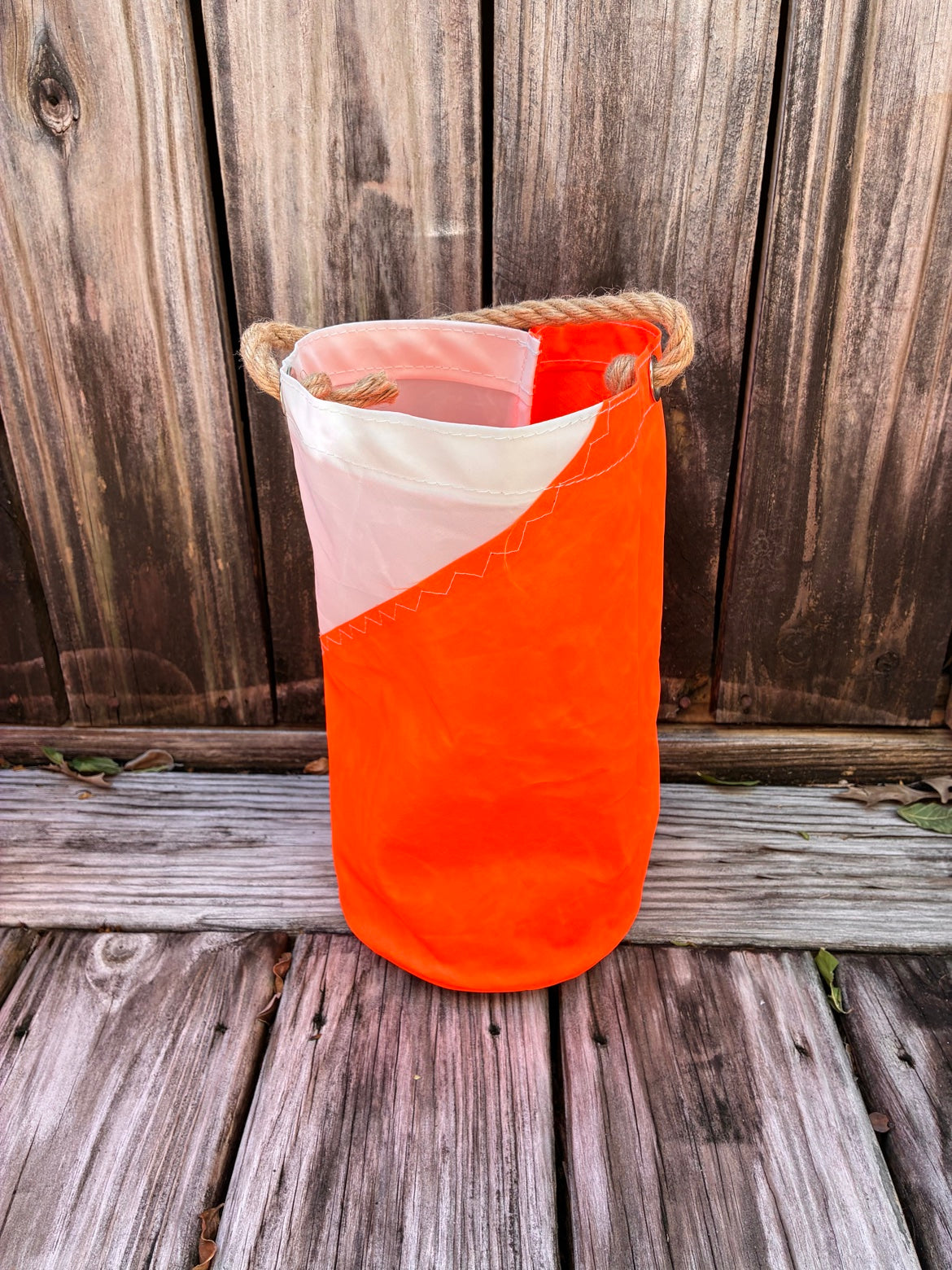 The Spooky Night Watch – Sailcloth Trick-or-Treat Bag | Sunfish Sail, Orange | Halloween Luminary | One of a Kind | Made from Real Sail
