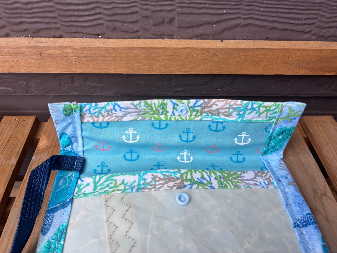 The Travel Wallet – Flat Sailcloth Wallet | J70 Sail, Anchor Lining | One of a Kind | Made from Real Sail