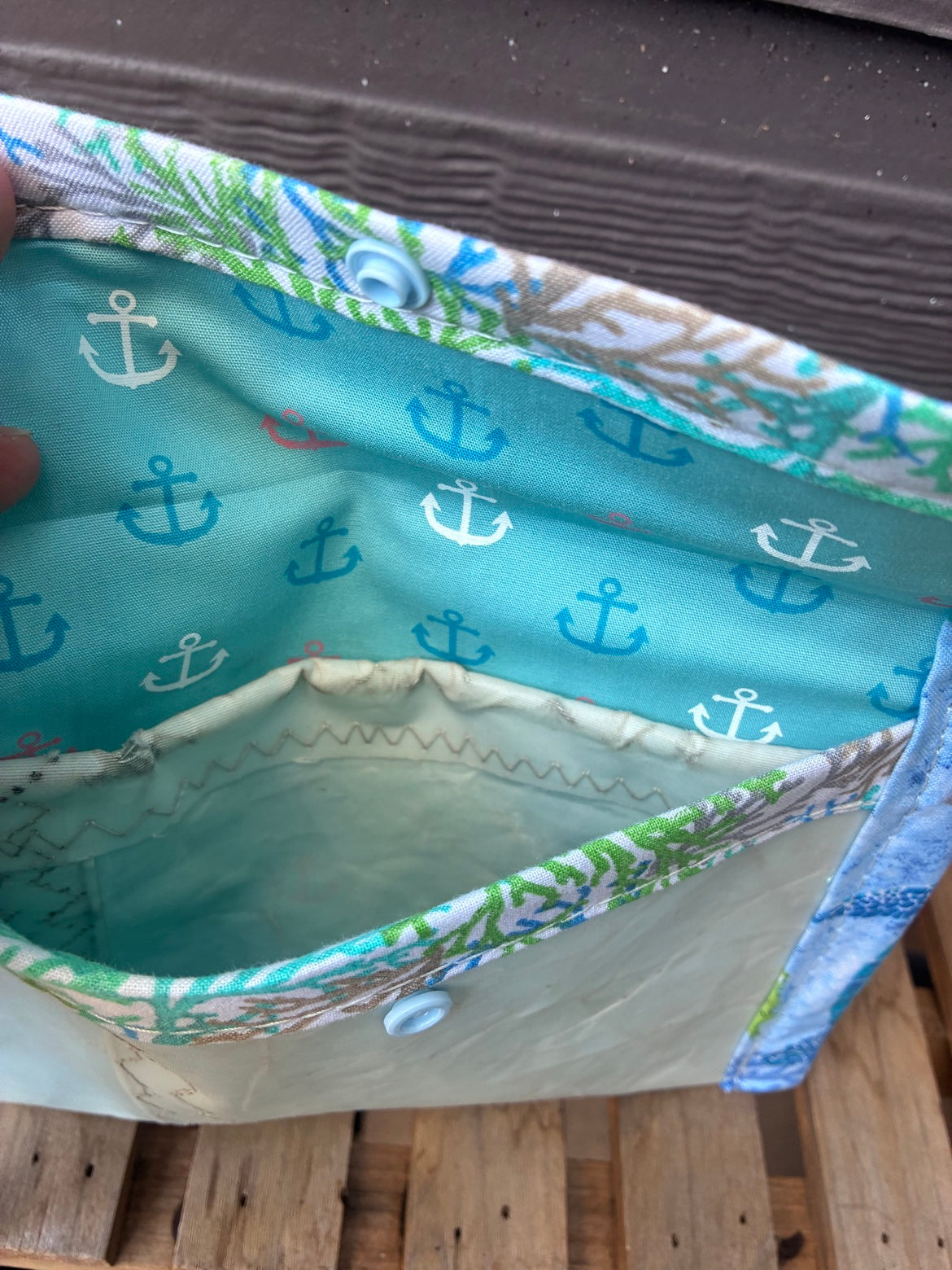 The Travel Wallet – Flat Sailcloth Wallet | J70 Sail, Anchor Lining | One of a Kind | Made from Real Sail