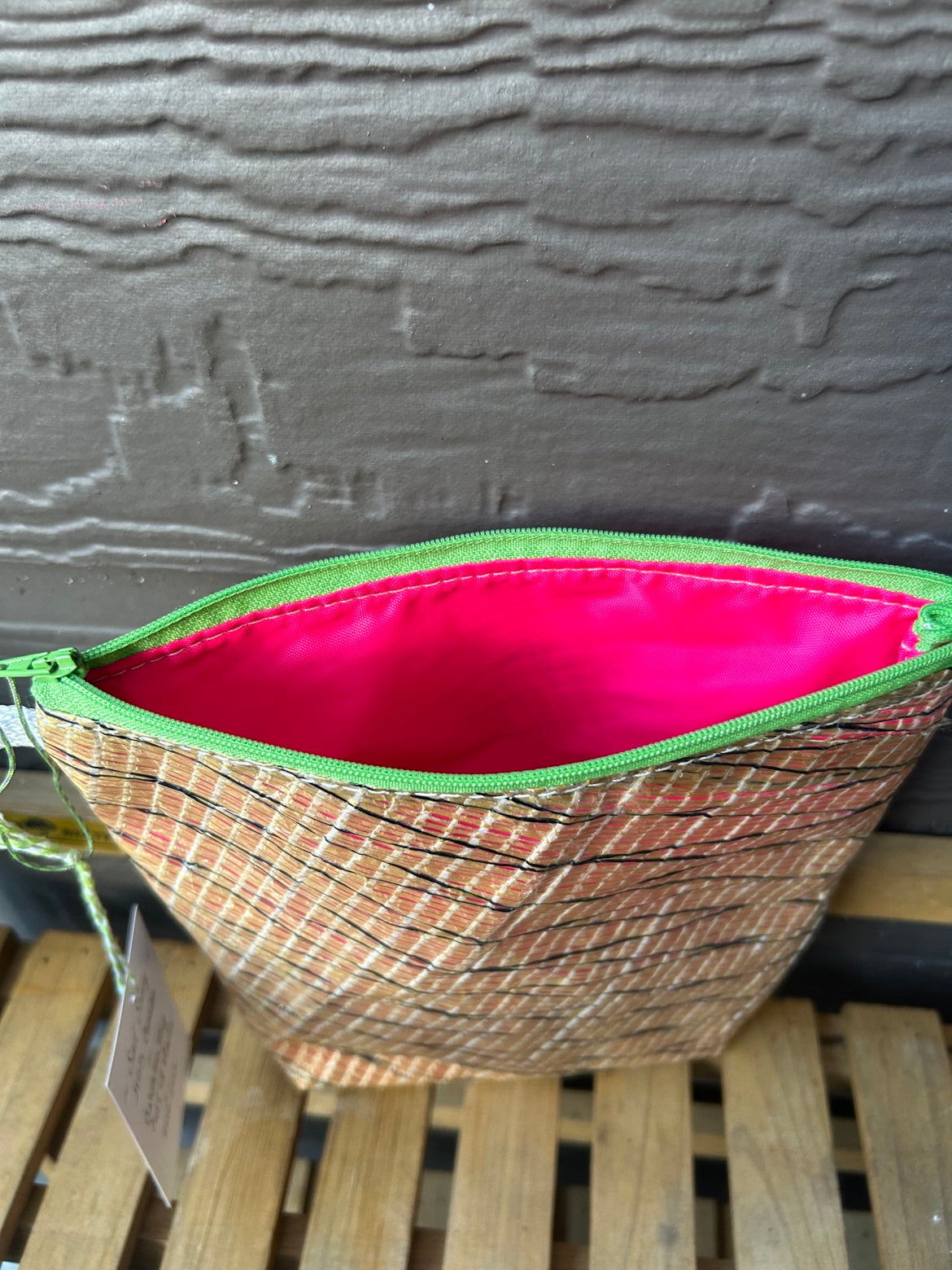 The Windward Pouch – Sailcloth Triangle Pouch | J105 Genoa, Pink Nylon Lining | One of a Kind | Made from Real Sail