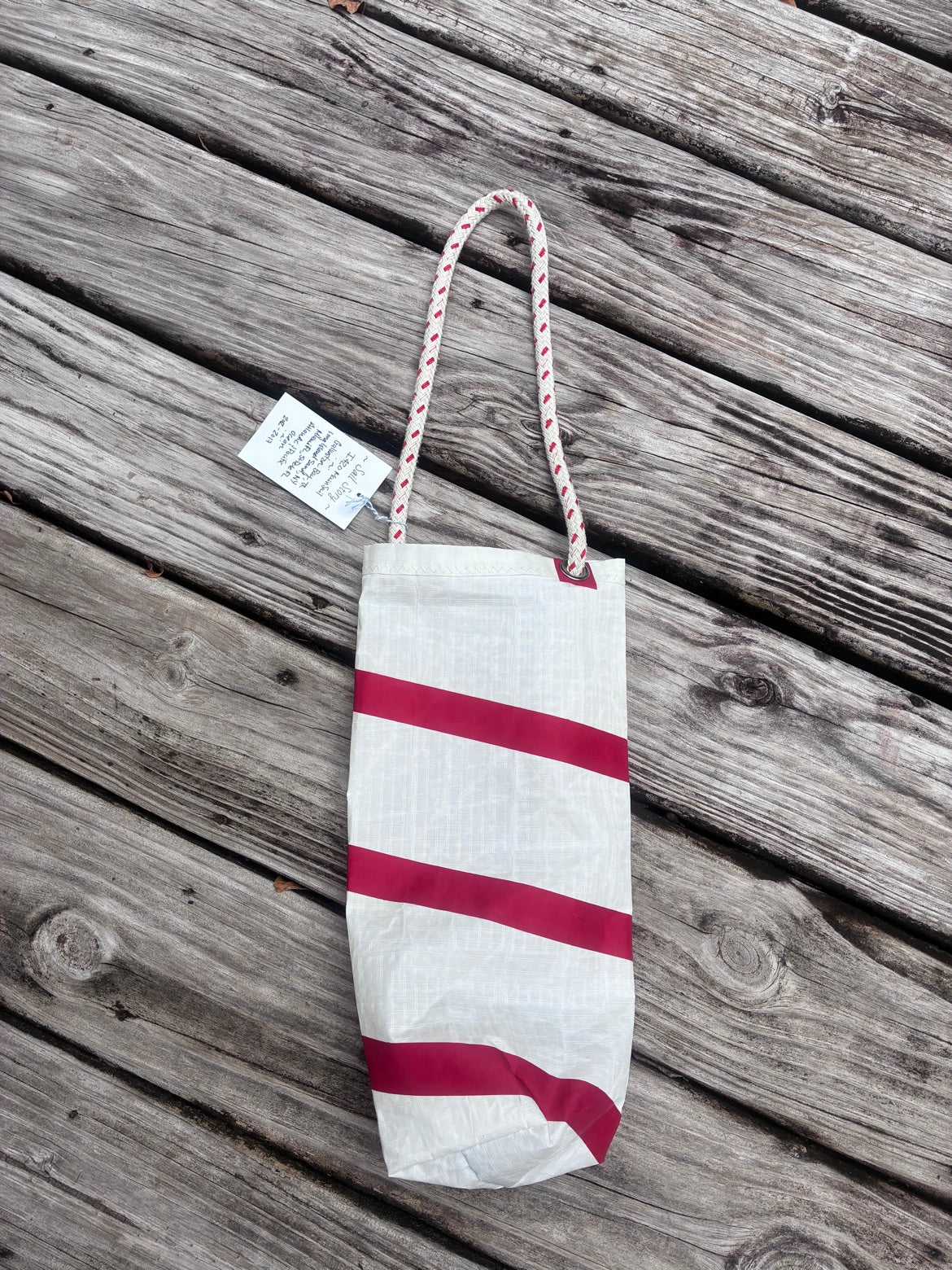 Wine Bag – Sailcloth Wine Tote | Candy Cane Stripe | Made from Real Sail