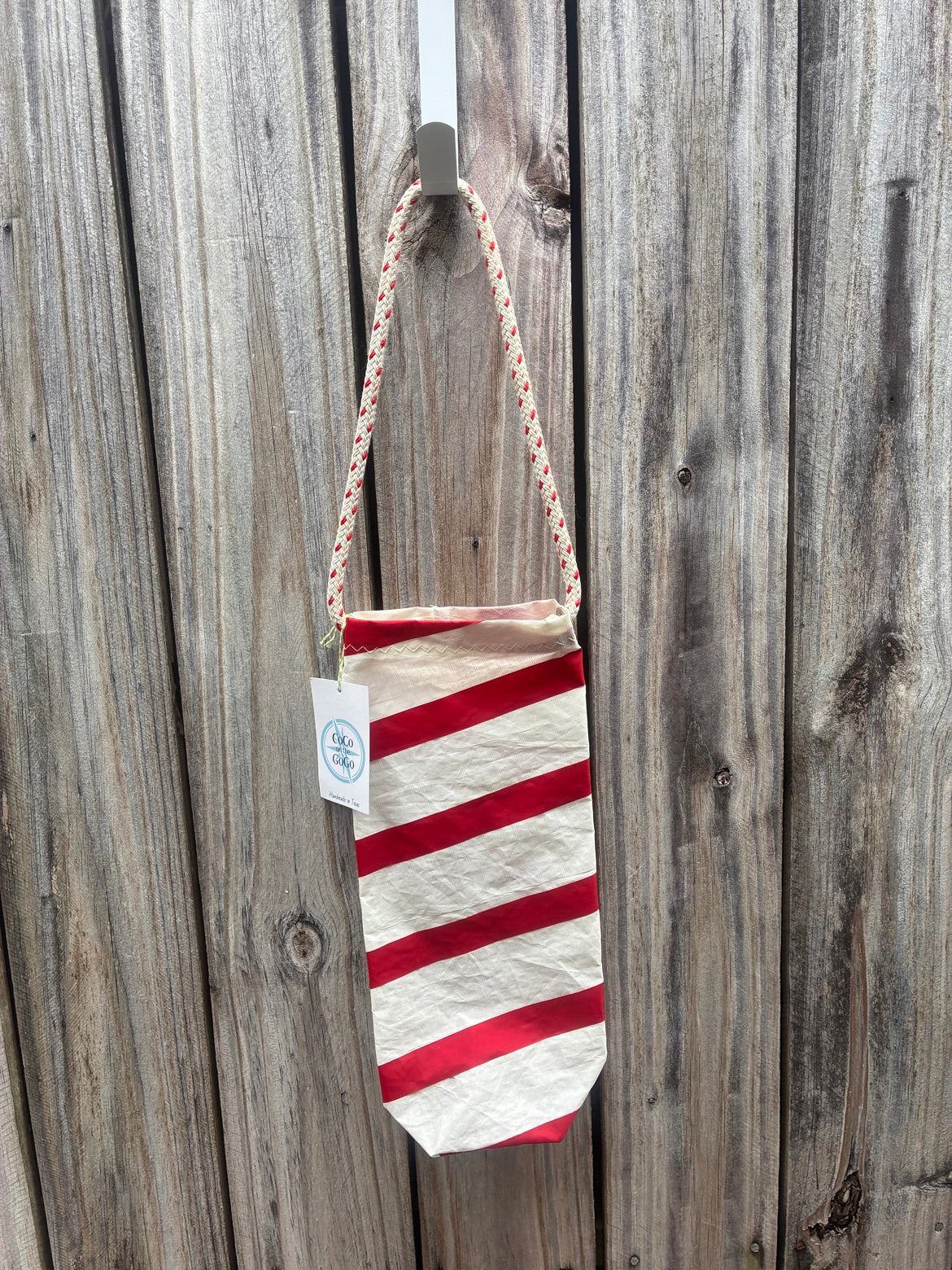Wine Bag – Sailcloth Wine Tote | Candy Cane Stripe | Made from Real Sail