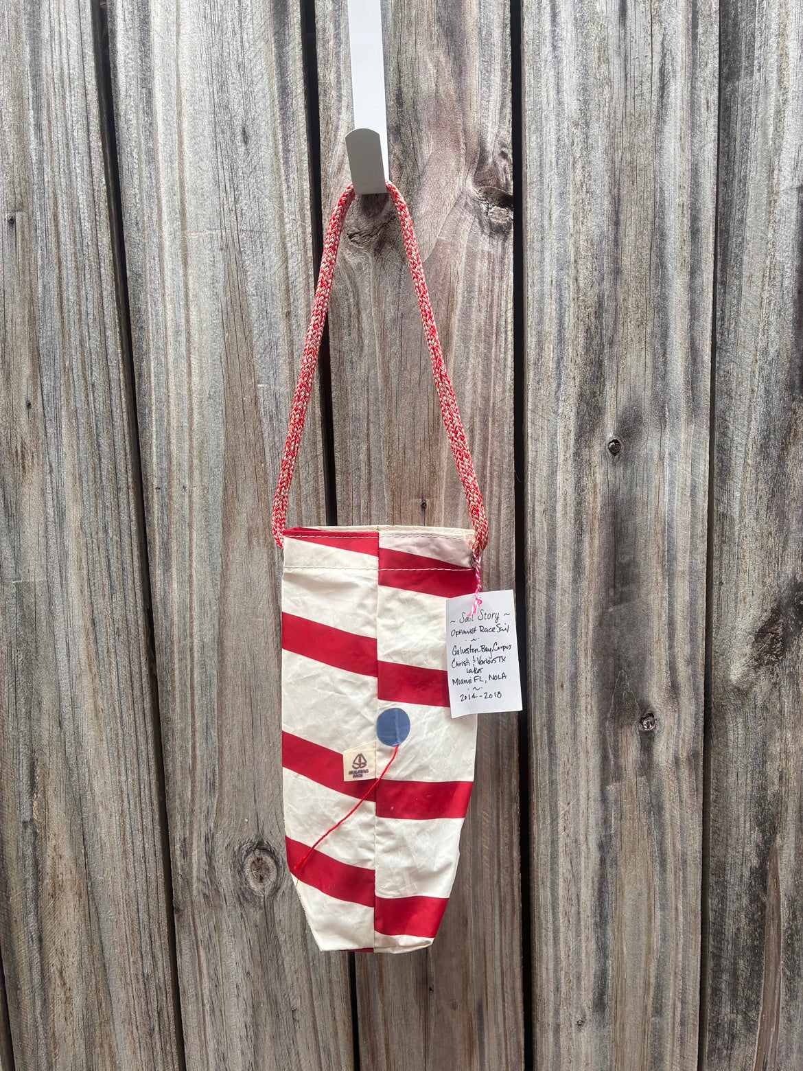 Wine Bag – Sailcloth Wine Tote | Candy Cane Stripe | Made from Real Sail