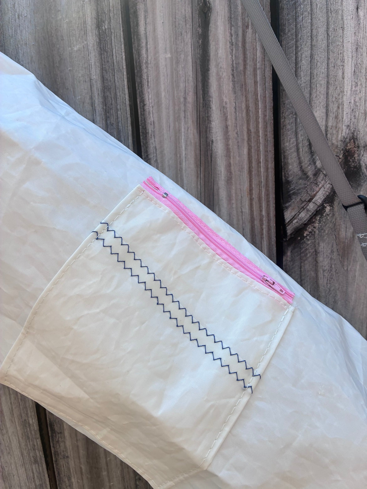 The Yogi – Sailcloth Yoga Mat Bag | Lido 14 Sail, Pink Zip Pocket | One of a Kind | Made from Real Sail